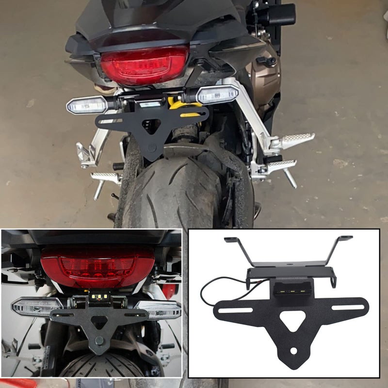Midimttop Stainless Steel Fender Eliminator Tail Tidy Rear License Plate Mount Holder Bracket Signal Lamp Compatible with Honda CB650R CBR650R CB 650R CBR 650R CB 650 R CBR 650 R 2019 2020