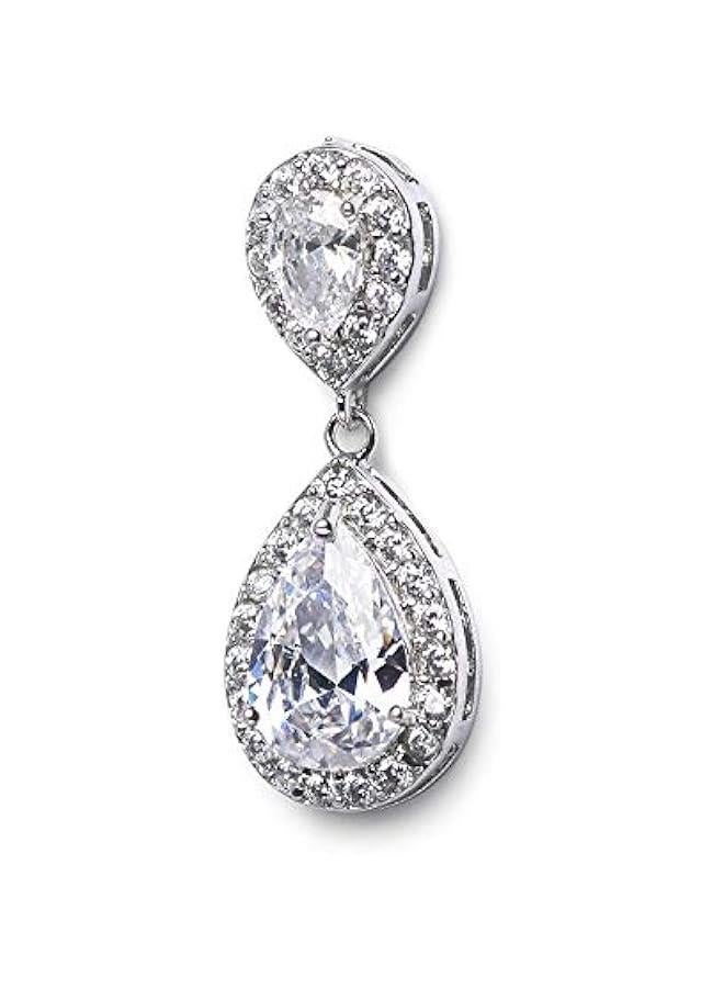 Cubic Zirconia Teardrop Bridal Earrings, Rhinestone Dangle Earrings for Wedding Prom Anniversary - Image 5