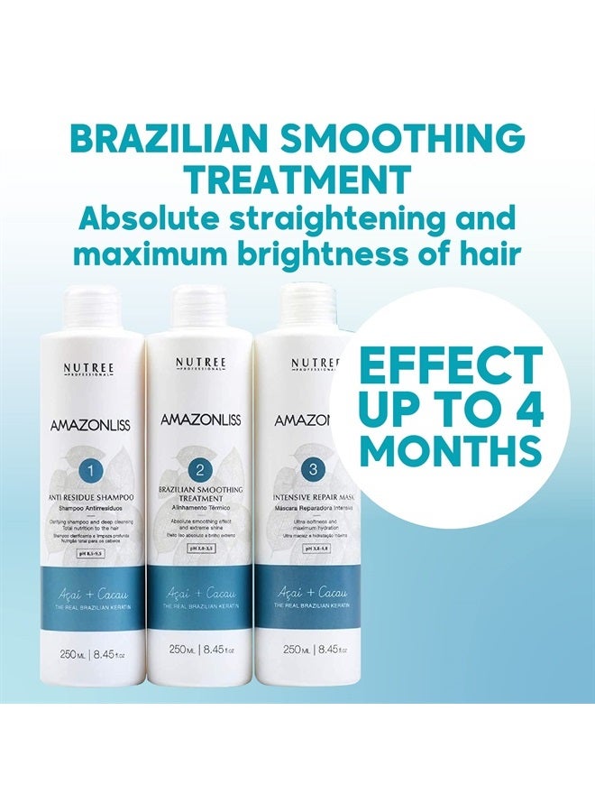 Amazonliss Keratin Smoothing Treatment Hair Straightening - Natural Ingredients - Smooths, Strengthens, Softens, Moisturizers, Adds Shine, Reduces Frizz (8.45 fl. oz) - Image 3
