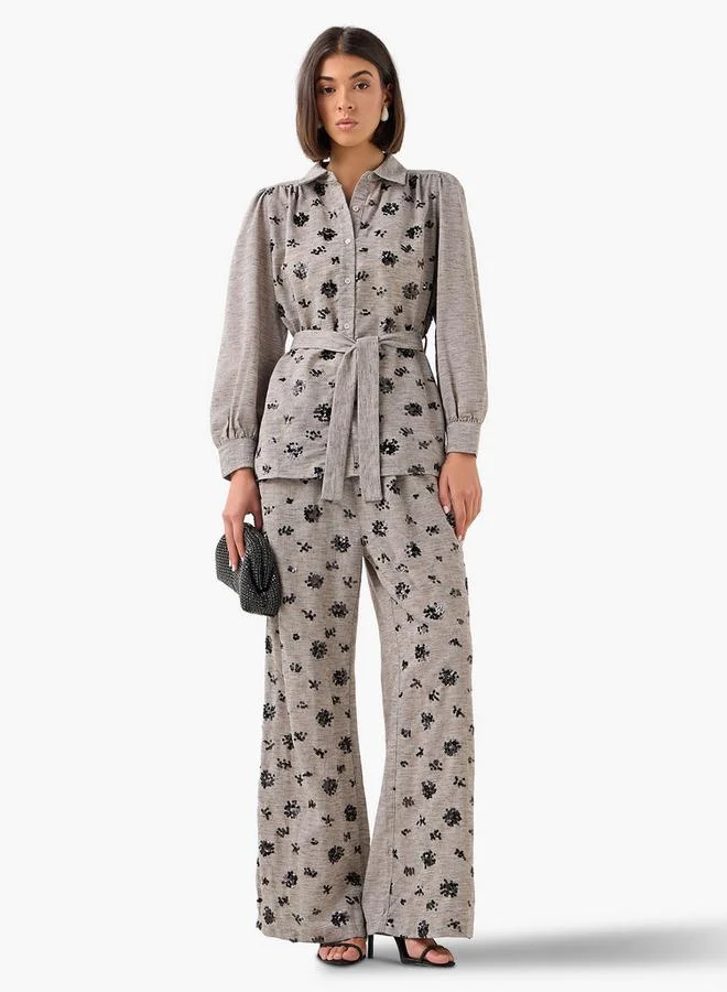 Splash FAV Belted Shirt with Sequins