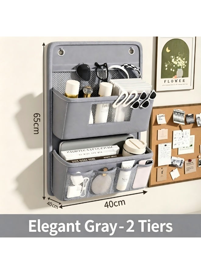 Multilayer non-woven fabric door storage pouch for student dormitories. Wall-mounted shoe storage and organization bag. - Image 2