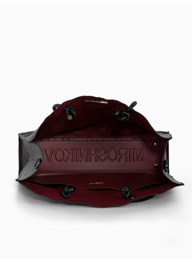 Miroshnikov Women’s Large Shopper Bag for Office & Work, Glossy PU Shoulder Tote, Memory Crinkle Effect, Spacious Lightweight Handbag, No Fastener, 40×31×12 cm - Image 2