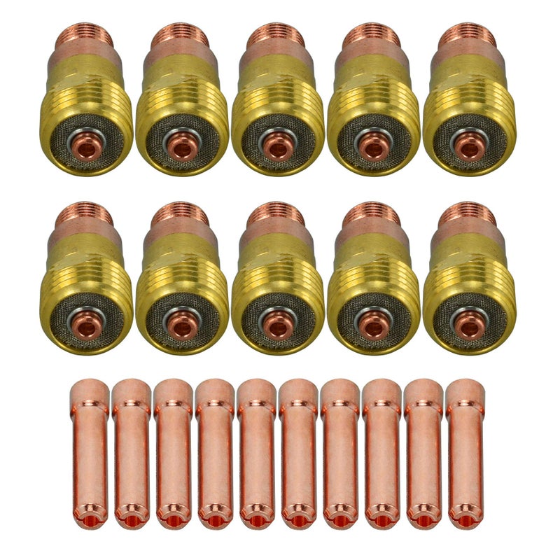 RIVERWELD TIG Stubby Gas Lens Collet Bodies 17GL332 10N24S 332 24mm Assorted size kit for QQ300 PTA DB SR WP 17 18 26 TIG Welding Torch 20pcs