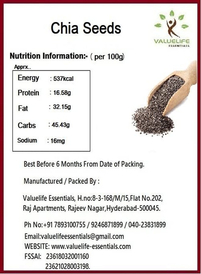 Value Life Essentials Valuelife chia seeds 250gm - raw chia seeds - Image 2