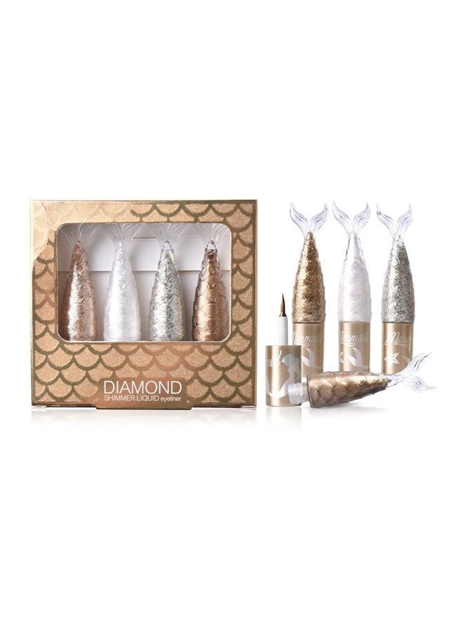 LAMUSELAND - 4 Colors Liquid Glitter Eyeliner, Metallic Shimmer Diamond Mermaid Eyeshadow, Waterproof Long Lasting Sparkling Eye Liner Makeup Colorful Set for Women Girls (A) - Image 1