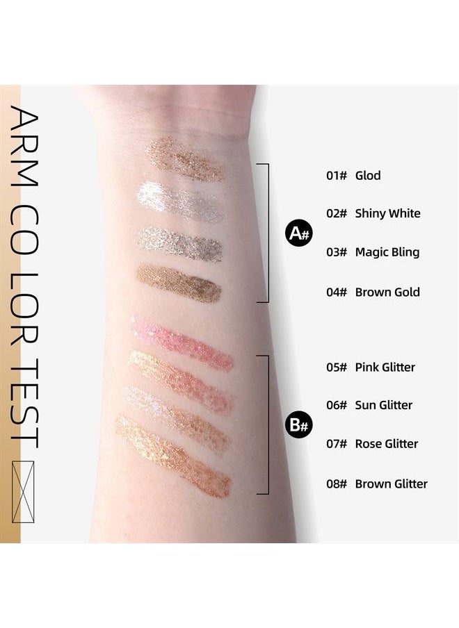 LAMUSELAND - 4 Colors Liquid Glitter Eyeliner, Metallic Shimmer Diamond Mermaid Eyeshadow, Waterproof Long Lasting Sparkling Eye Liner Makeup Colorful Set for Women Girls (A) - Image 1