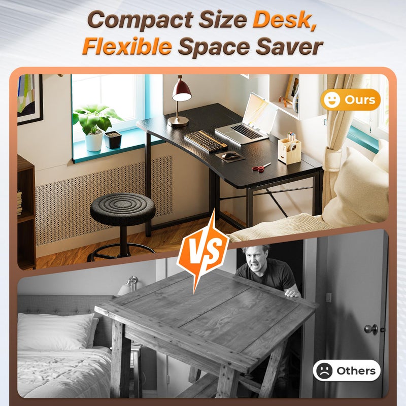 Huuger Folding Desk for Small Spaces, 39.3 Inch Foldable Computer Table, for Home Office, Study, Bedroom, Dorm, Space Saving, Small Writing Work Office Computer Desk, Easy to Fold, Black - Image 2