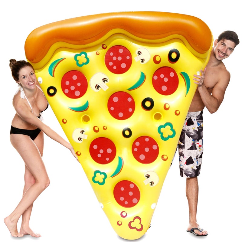 JOYIN Giant Inflatable Pizza Slice Pool Float Fun Pool Floaties Swim Party Toy Summer Pool Raft 1 Pack Extra Large with Cup Holders - Image 2