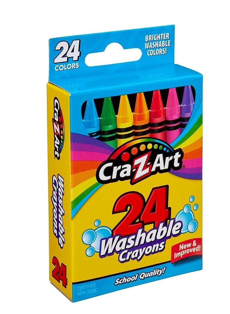 كري-زي-آرت أقلام تلوين قابلة للغسل من كرازي آرت، ٢٤ قطعة، أقلام تلوين للأطفال لقائمة اللوازم المدرسية الأساسية