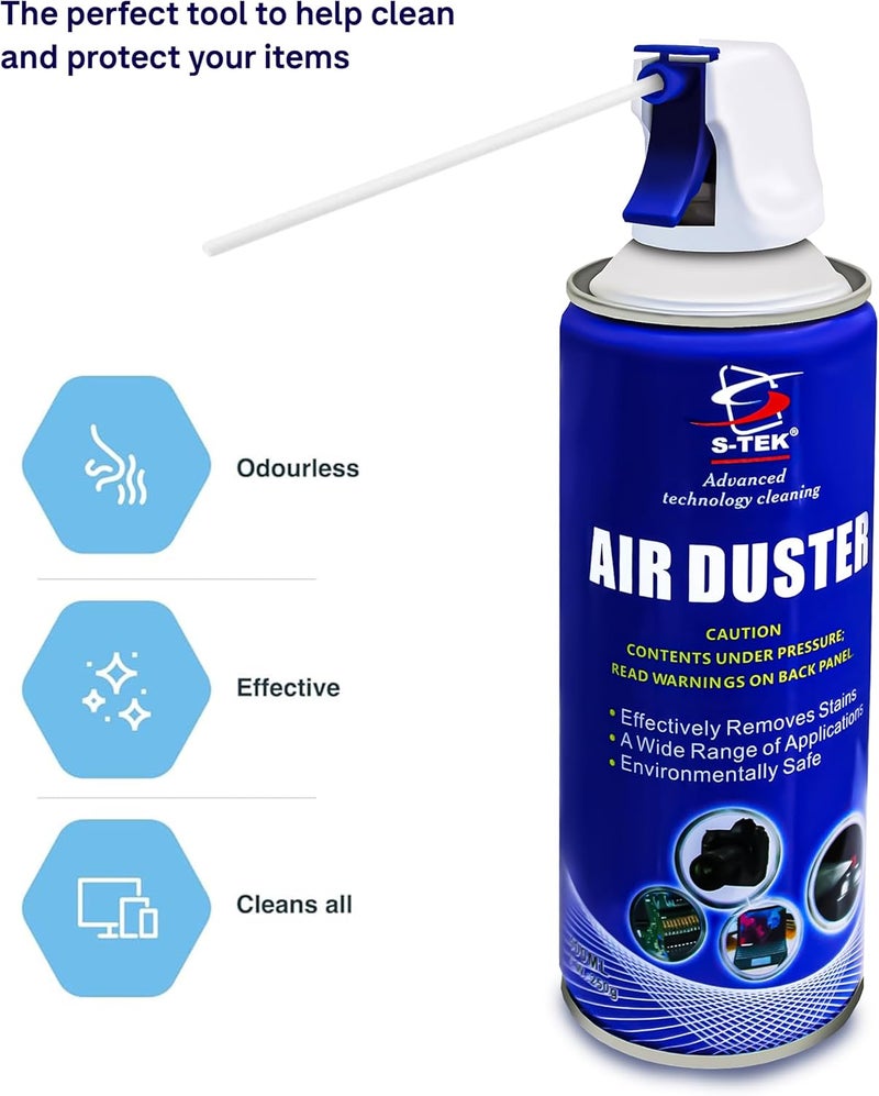 S-TEK AIR DUSTER FOR COMPUTER,LAPTOP, KEYBOARDS etc..400 ml ADVANCED CLEANING TECHNOLOGY - Image 2
