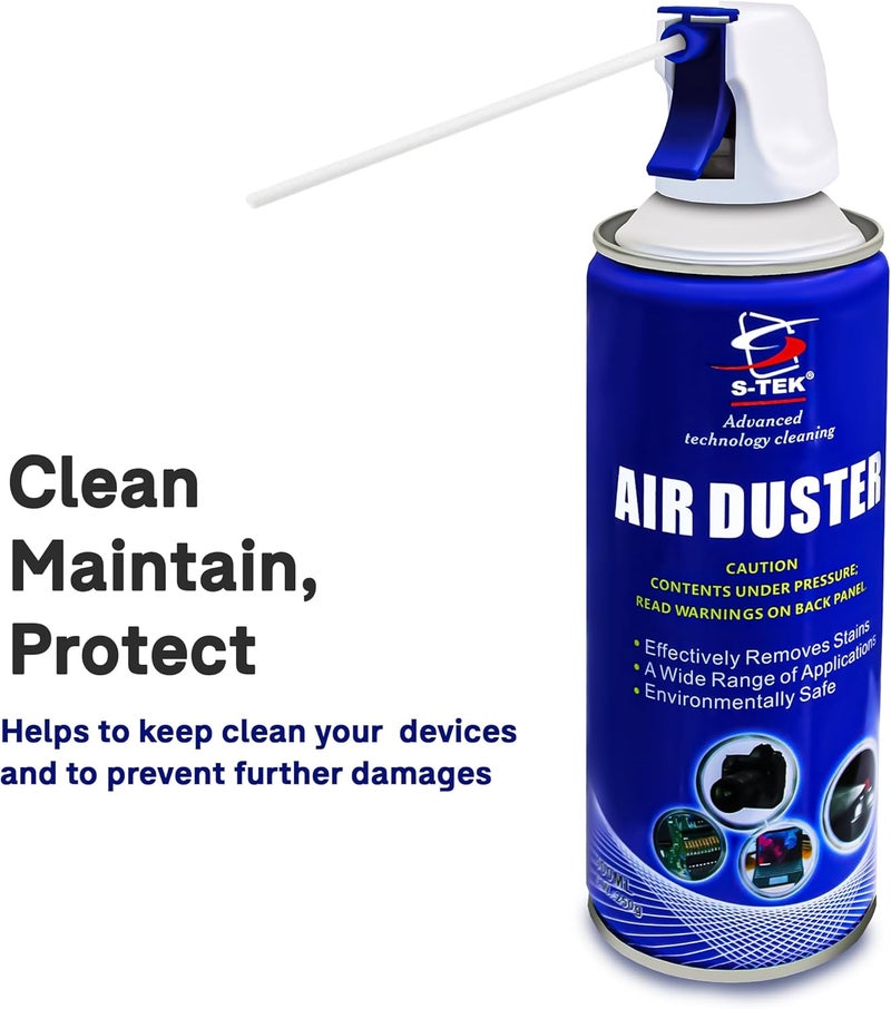 S-TEK AIR DUSTER FOR COMPUTER,LAPTOP, KEYBOARDS etc..400 ml ADVANCED CLEANING TECHNOLOGY - Image 1