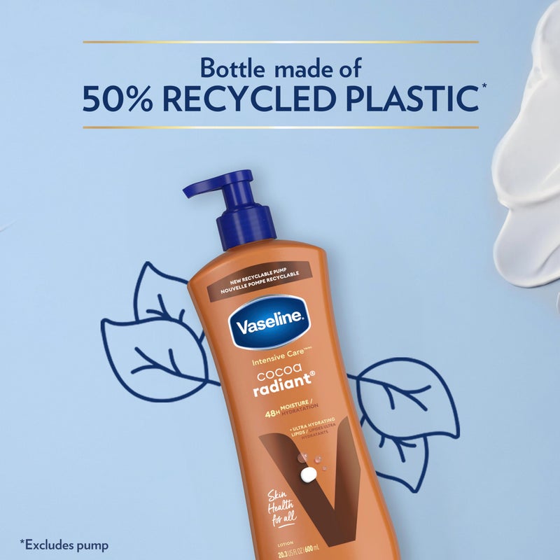 Vaseline Intensive Care Body Lotion Cocoa Radiant 3 count for Dry Skin Lotion Made with Ultra-Hydrating Lipids and Pure Cocoa Butter for a Long-Lasting, Radiant Glow 20.3 Oz - Image 4