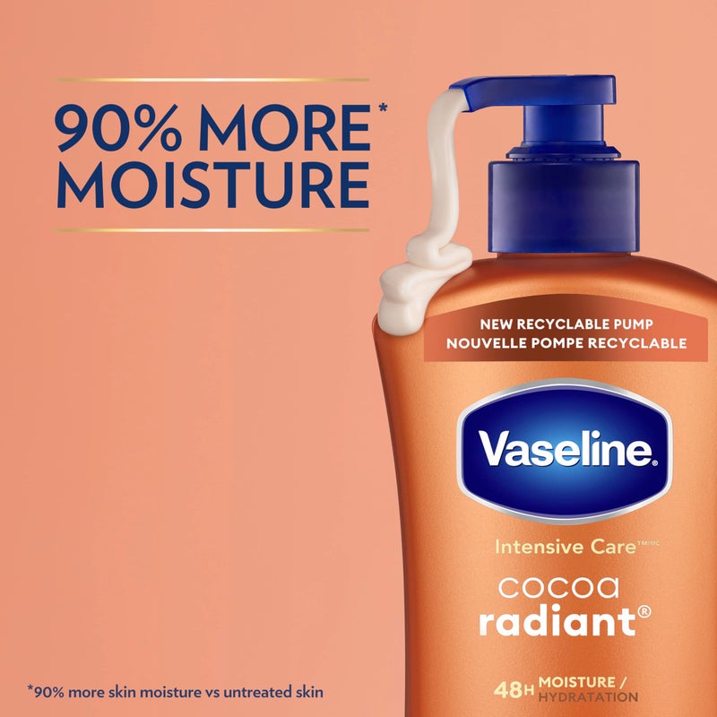 Vaseline Intensive Care Body Lotion Cocoa Radiant 3 count for Dry Skin Lotion Made with Ultra-Hydrating Lipids and Pure Cocoa Butter for a Long-Lasting, Radiant Glow 20.3 Oz - Image 5
