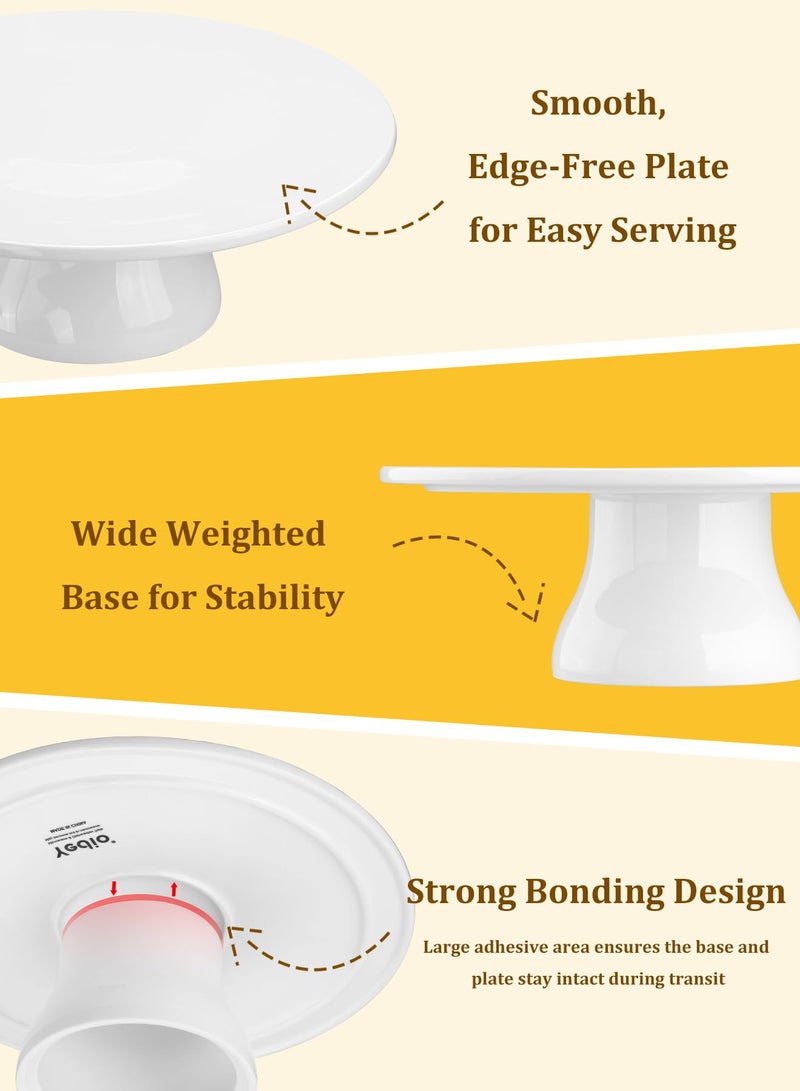 Yedio 10 inch Porcelain Cake Stand, Round Dessert Stand, Cupcake Stand for Birthday Parties, Weddings, Baby Shower and Other Events, White - Image 4