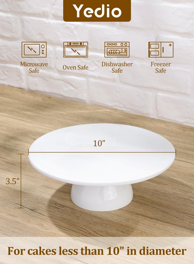 Yedio 10 inch Porcelain Cake Stand, Round Dessert Stand, Cupcake Stand for Birthday Parties, Weddings, Baby Shower and Other Events, White - Image 2