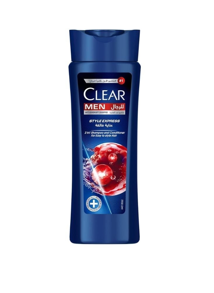 Clear Men Style Express Anti-Dandruff Shampoo – 2 in 1 Formula for Easy Styling & Smooth Hair - Image 1