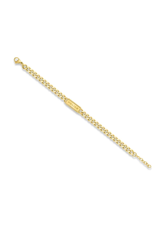 POLICE Taper GoldPlated Bracelet Sleek Chain with StudEmbedded Tag and Signature