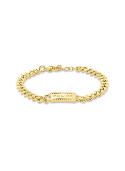 POLICE Taper GoldPlated Bracelet Sleek Chain with StudEmbedded Tag and Signature