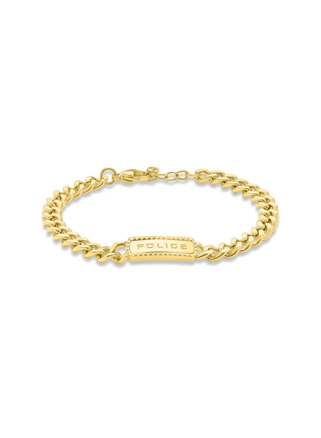 POLICE Taper GoldPlated Bracelet Sleek Chain with StudEmbedded Tag and Signature