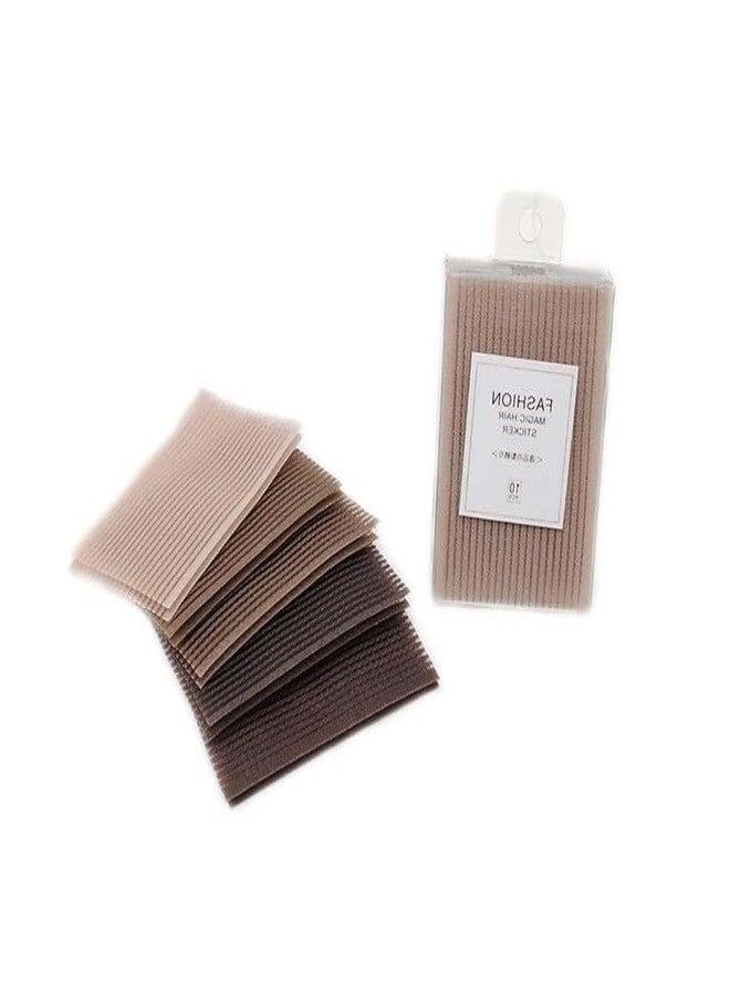 Tustao 10PCS Coffee Bangs Posts, Square Plastic Paste Hair Pads, Easy-to-Use Hair Styling Tools and Grippers for Barbers - Clips and Barrettes - Image 1