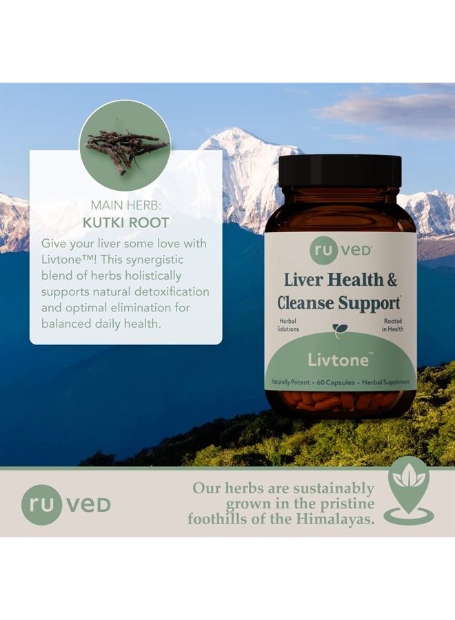R-U VED Ruved Livtone, Powerful Doctor-Formulated Liver Support With Berberine, Andrographis and Amla, Ayurvedic Herbal Supplement for Detoxification and Gastrointestinal Health, 60 Vegetarian Capsules - Image 2