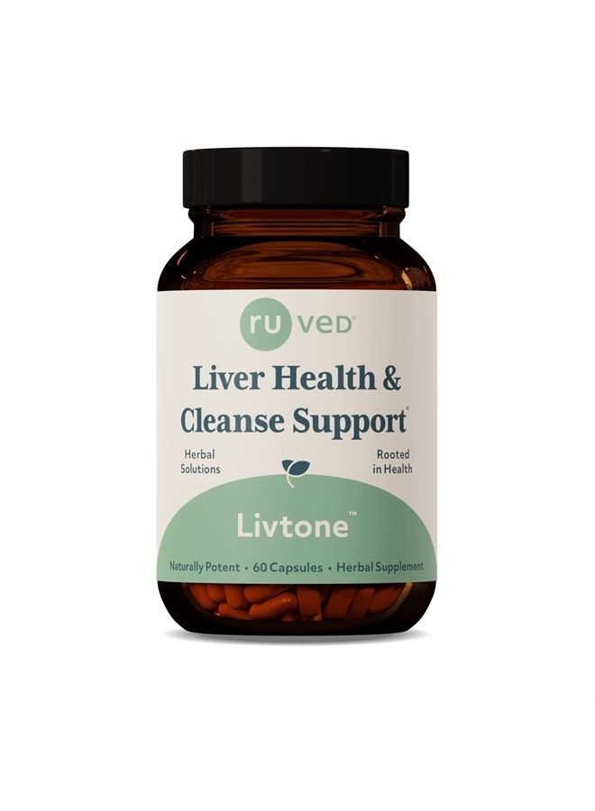 R-U VED Ruved Livtone, Powerful Doctor-Formulated Liver Support With Berberine, Andrographis and Amla, Ayurvedic Herbal Supplement for Detoxification and Gastrointestinal Health, 60 Vegetarian Capsules - Image 1