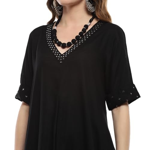 BIBA Black Rayon Asymmetric Suit Set - Image 3