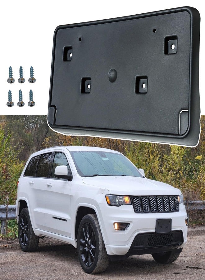 Wocch Front License Plate Frame for Jeep Grand Cherokee Type 2 2017 2018 2019 2020 2021 for Jeep Grand Cherokee WK 2022 Front Bumper License Plate Holder Mounting Bracket Replace # 68277137AA CH1068148 - Image 1