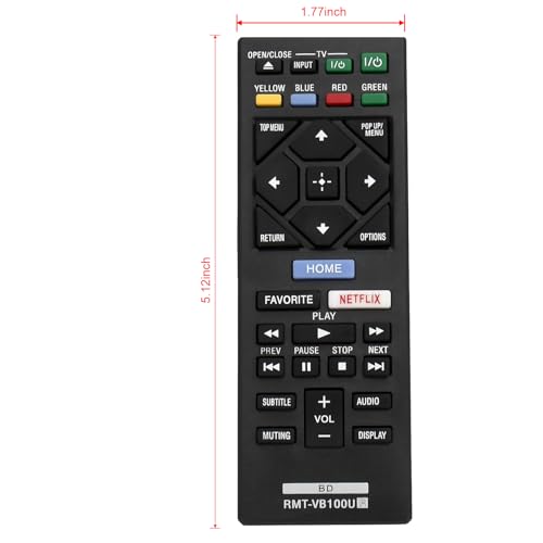 Vinabty New RMT-VB100U Replaced BLU-RAY Player Remote fit for Sony Player BDP-BX150 BDP-BX350 BDP-BX550 BDP-BX650 BDP-S1500 BDP-S2500 BDP-S2900 BDP-S3500 BDP-S4500 BDP-S5500 BDP-S6500 BDP-S3700 BDP-BX370 - Image 4