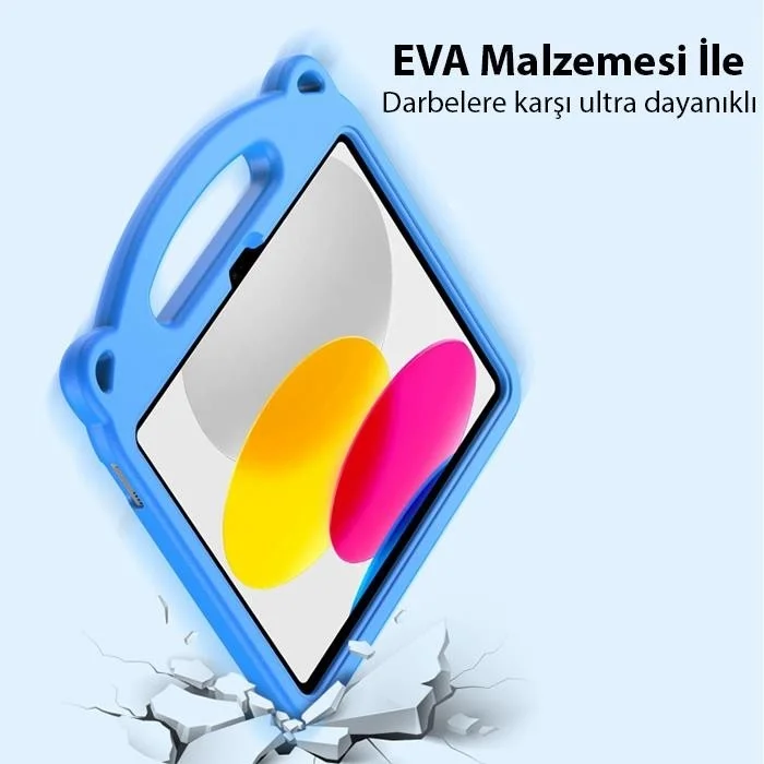 بولهاموبيل Polham Apple Ipad 10.2 Inch 2022 Compatible Shock Absorbing Tablet Case for Children, with Handle, Pen Domestic