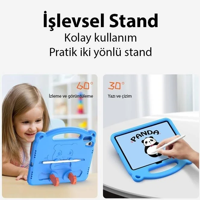 بولهاموبيل Polham Apple Ipad 10.2 Inch 2022 Compatible Shock Absorbing Tablet Case for Children, with Handle, Pen Domestic