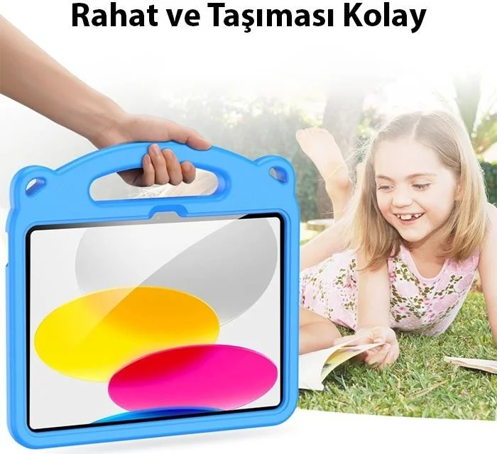 بولهاموبيل Polham Apple Ipad 10.2 Inch 2022 Compatible Shock Absorbing Tablet Case for Children, with Handle, Pen Domestic