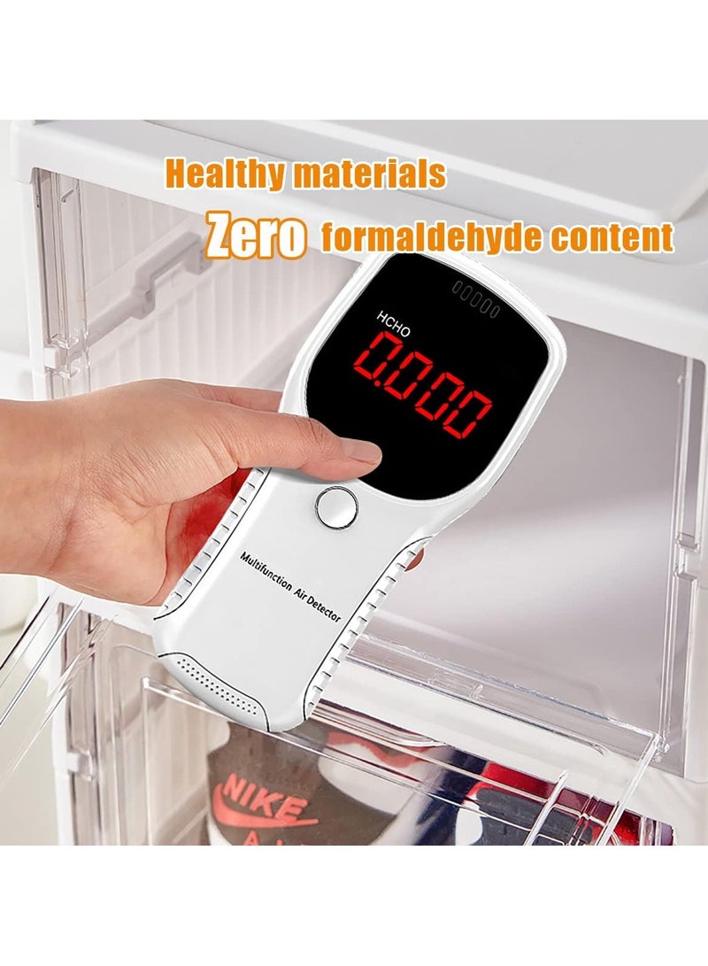 ياميم خزانة تخزين الأحذية ذات الباب الشفاف من يميم | منظم رف أحذية قابل للطي من 6 طبقات | صناديق أحذية بلاستيكية قابلة للتكديس بأغطية | خزانة ومدخل موفر للمساحة - Image 3