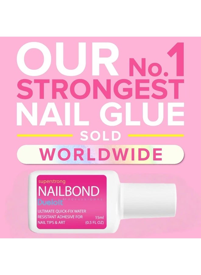 Dueloit Super Strong False Nail Glue for Press On Nails, Nail Tips & Acrylic Fake Nails (15ml) Nail Bond Brush On Glue for Press Ons, Tips & Acrylics - Long Lasting, Maximum Strength, Mess-Free Application. - Image 3