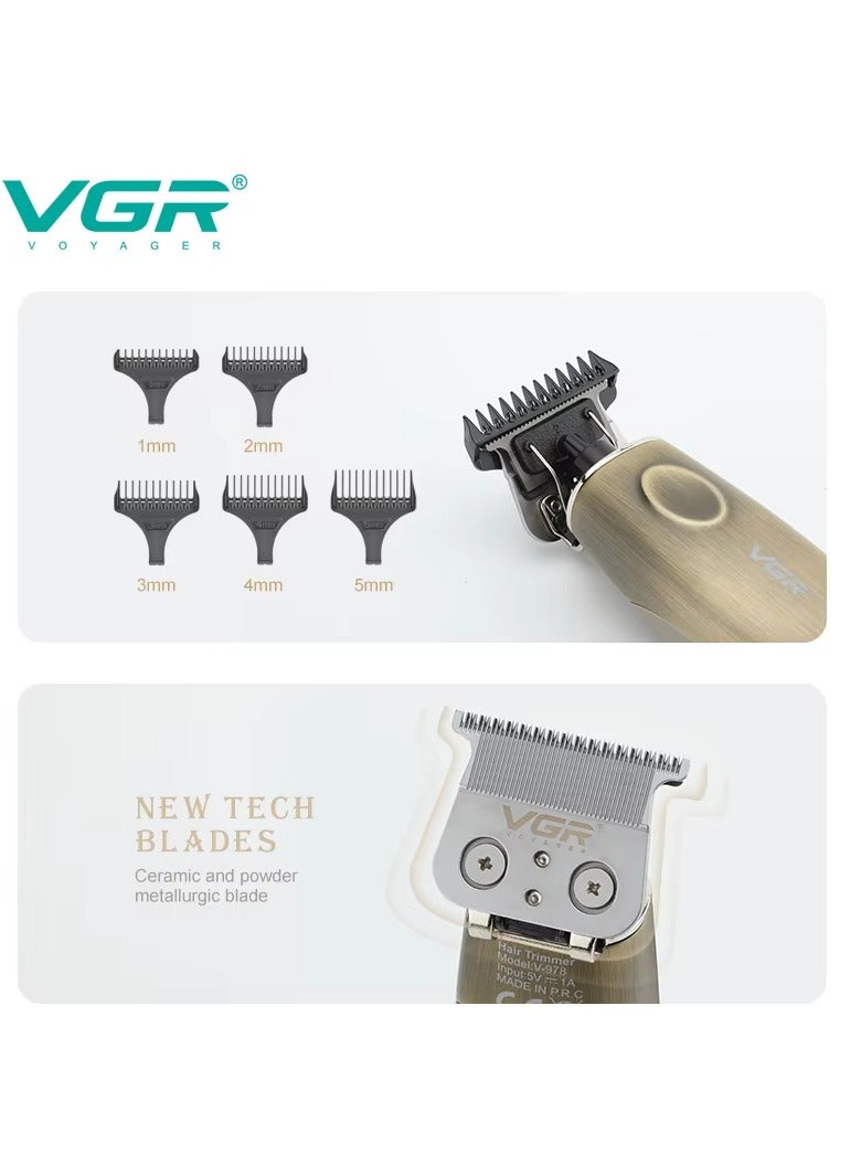 في جي آر ماكينة حلاقة V-978 الاحترافية القابلة لإعادة الشحن عبر USB، شاشة LED، زيت تشحيم، ماكينة حلاقة منزلية مترددة، فرشاة تنظيف، غطاء حماية، كابل شحن USB، 5 مشط توجيهي، 180 دقيقة من وقت التشغيل - Image 4