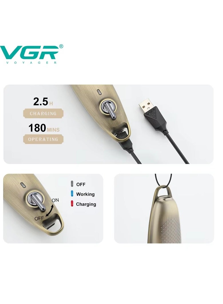 في جي آر ماكينة حلاقة V-978 الاحترافية القابلة لإعادة الشحن عبر USB، شاشة LED، زيت تشحيم، ماكينة حلاقة منزلية مترددة، فرشاة تنظيف، غطاء حماية، كابل شحن USB، 5 مشط توجيهي، 180 دقيقة من وقت التشغيل - Image 3
