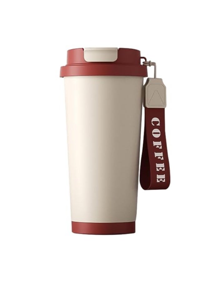 Insulated travel coffee mug with ceramic lining, reusable thermos for beverages with flip-top lids, portable leakproof coffee mug for hot and cold drinks and tea for home, office and travel - Image 1