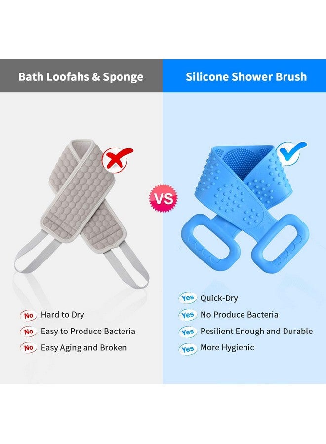 Weqty Silicone Back Scrubber for Shower Exfoliating & Massage Body Washer with Handle for Men and Women Extra Long Bath Body Brush Hygienic, Durable and Easy to Clean - Image 4