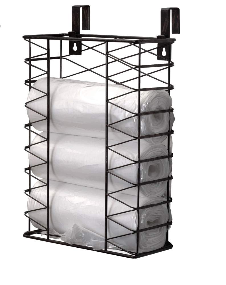 Gourmet Basics by Mikasa Gourmet Basics by Mikasa Garbage Bag Holder Garbage Bag Holder Basket with Removable Hooks One size Antique Black5255362 
