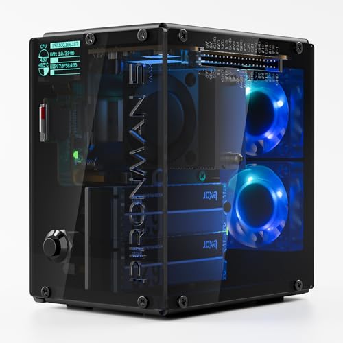 SunFounder Pironman 5-MAX Dual NVMe M.2 SSD PCIe PC Case for Raspberry Pi 5 NAS RAID 0/1 Hailo-8L AI Accelerator PWM Tower Cooler+Dual RGB Fans, 0.96" OLED Module, Safe Shutdown, Standard HDMI(RPI5 Not Included) - Image 1