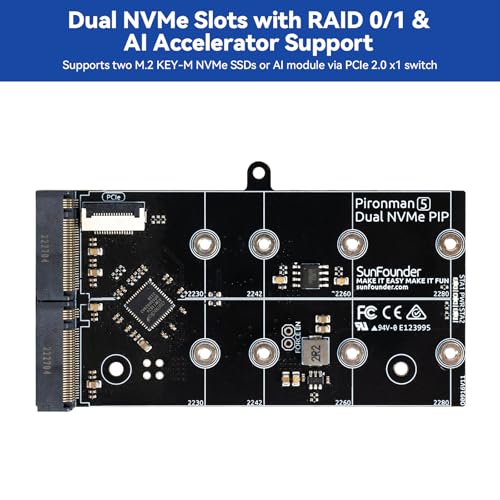 SunFounder Pironman 5-MAX Dual NVMe M.2 SSD PCIe PC Case for Raspberry Pi 5 NAS RAID 0/1 Hailo-8L AI Accelerator PWM Tower Cooler+Dual RGB Fans, 0.96" OLED Module, Safe Shutdown, Standard HDMI(RPI5 Not Included) - Image 5