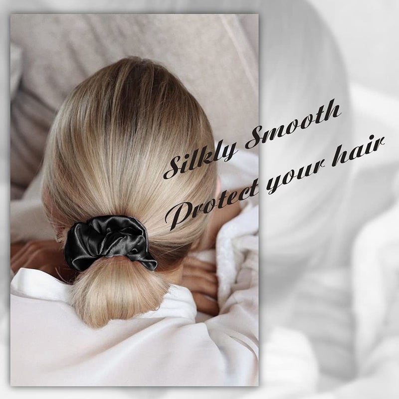 OLESILK 100% Mulberry Silk-Scrunchies for Hair Sleep, Women Grils Silk Hair Ties for Frizz & Breakage Curly Hair, No Damage, Elastics Ponytail Holder, 3 Pack - Image 3