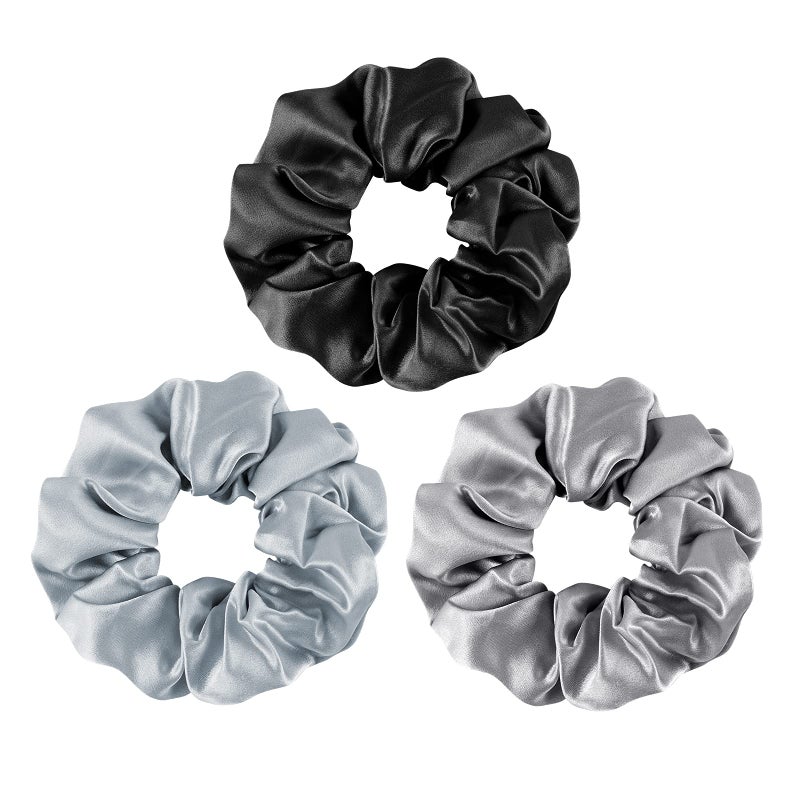OLESILK 100% Mulberry Silk-Scrunchies for Hair Sleep, Women Grils Silk Hair Ties for Frizz & Breakage Curly Hair, No Damage, Elastics Ponytail Holder, 3 Pack - Image 1