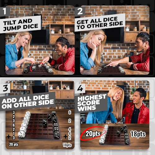 SWOOC Dittle Dice Battle 2 Player Dice Games for Adults Adult Board Games for 2 Players Best Two Player Game for Adults Two Person Wooden Coffee Table Fun Bar Game for Adult Indoor Tabletop - Image 5