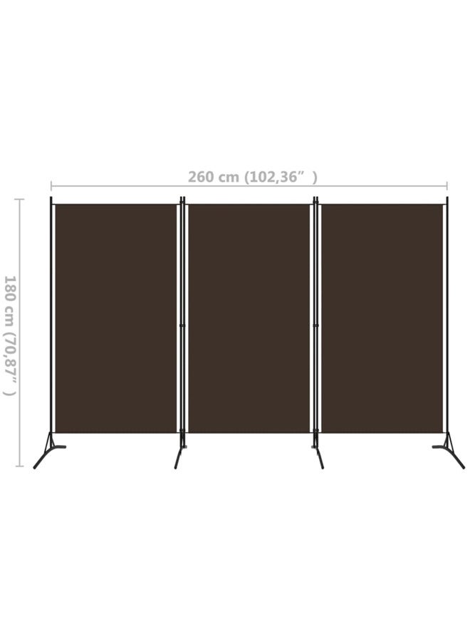 vidaxl 3-Panel Room Divider Brown 260x180 cm 320732 - Image 5