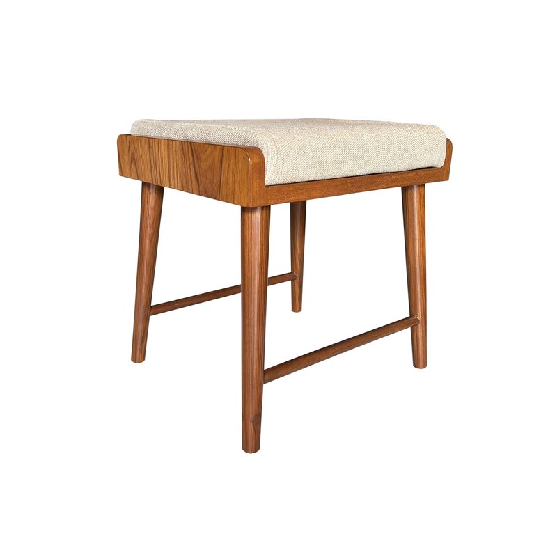 ASHOFY Handmade Round Leg Wooden Seating Stool Seating Bench Ottoman Wooden Stool with Cushion Cushion Seating Bench for Home Living Room Office Garden - Image 1
