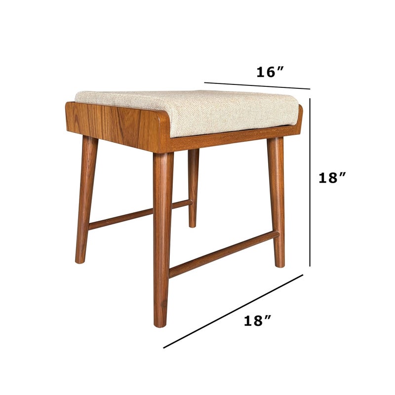ASHOFY Handmade Round Leg Wooden Seating Stool Seating Bench Ottoman Wooden Stool with Cushion Cushion Seating Bench for Home Living Room Office Garden - Image 3
