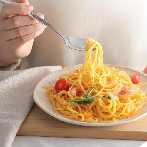 tiokin Sporks, 18/10 Stainless Steel Sporks 7.4Inches Long Handle Dessert Spoons Ice Cream Spoons Salad Forks Flatware Set Reusable Fruit Appetizer Dessert Forks for Household Use or Camping Set of 6 - Image 3