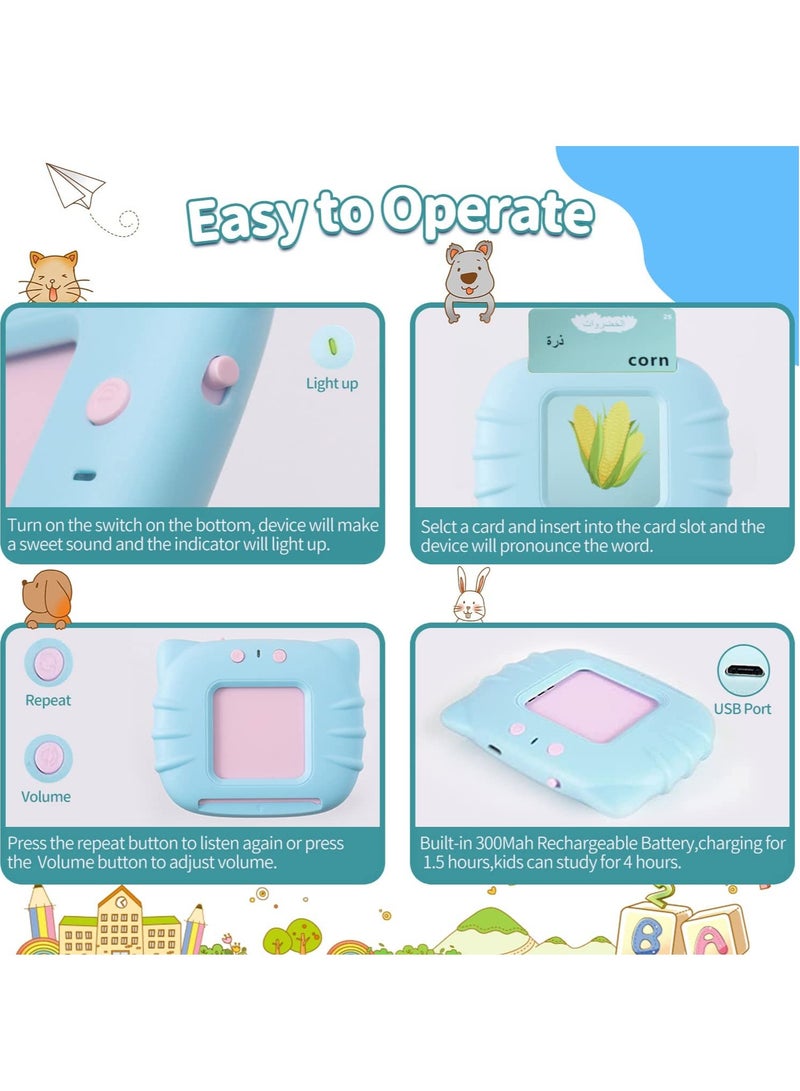 ألعاب تعلم اللغة العربية والإنجليزية للأولاد والبنات من 3 إلى 6 سنوات 224 كلمة بطاقات فلاش ناطقة للأطفال علاج النطق ألعاب التوحد للأطفال المصابين بالتوحد ألعاب منتسوري هدايا  للأطفال - Image 3