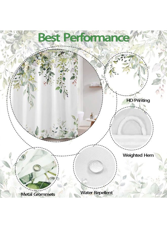 kampdream Eucalyptus Plant Rustic Shower Curtain, Watercolor Leaves On The Top Country Farm House Shower Curtain, Spring Botanical Bathroom Curtain 72 ×72 Inch - Image 5